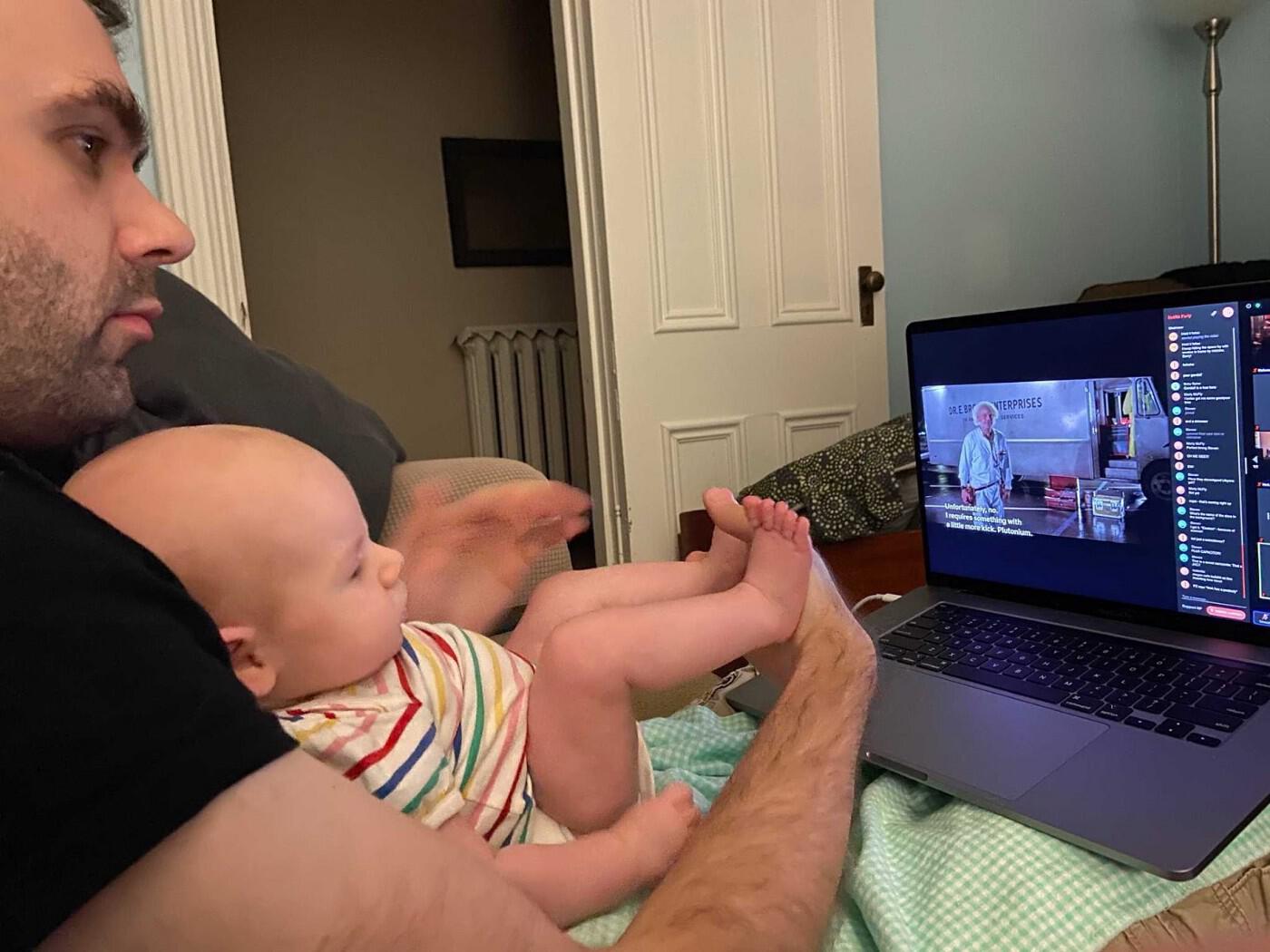 Mike and his daughter watching Back to The Future