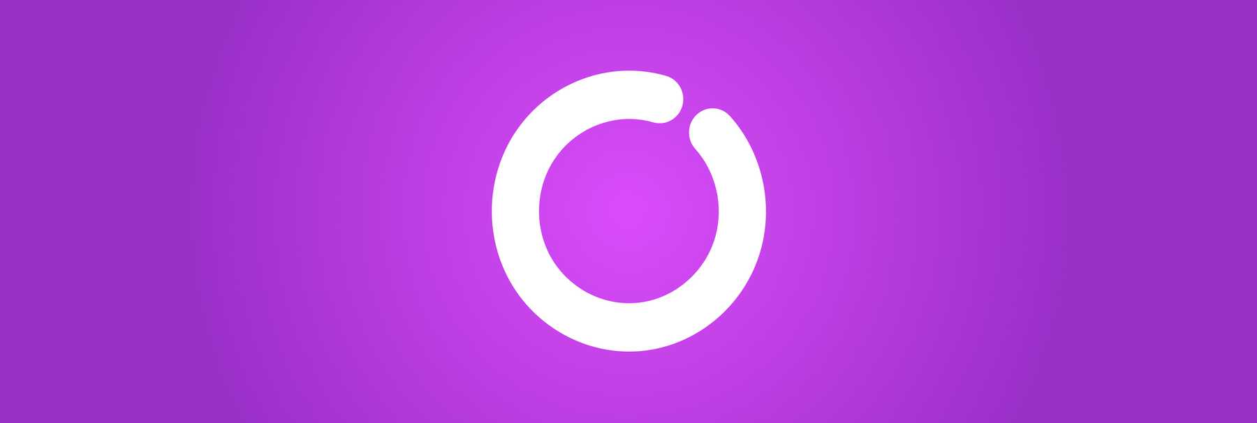 White circular Neon logo on purple background