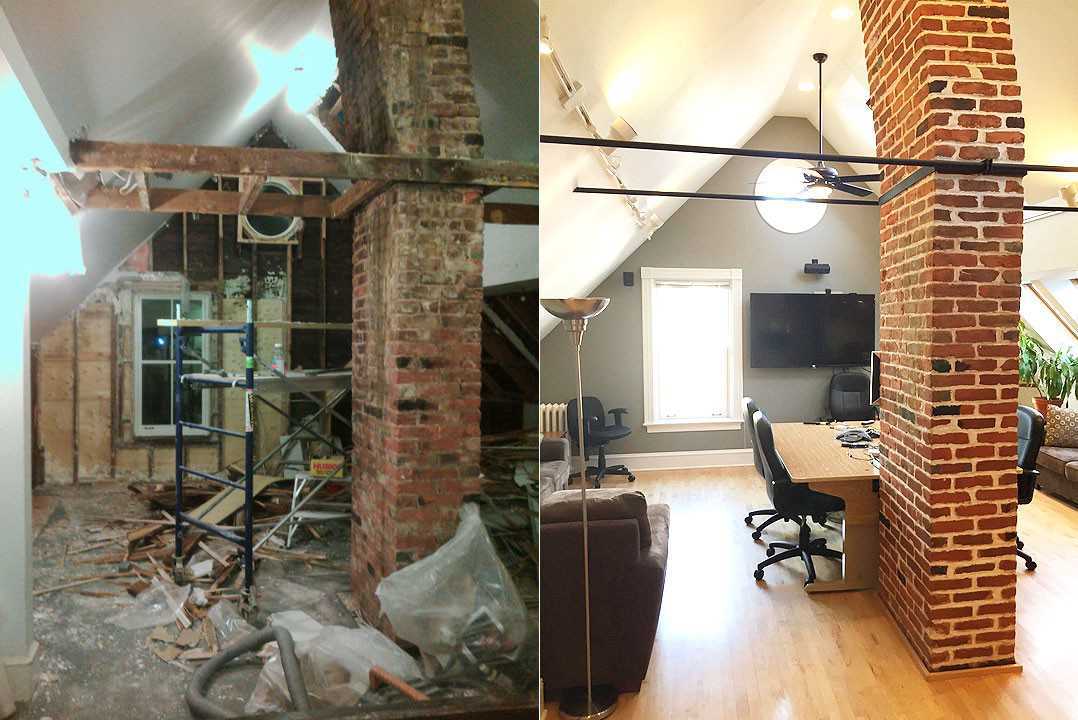 Before and after photo of renovation